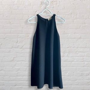 Wilfred Le Fou Aritzia Trompette Mini Dress Black Crepe Trapeze Silhouette